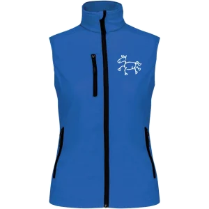 Reitpaedagogik produkt damen softshellgilet aquablue front K404 white print