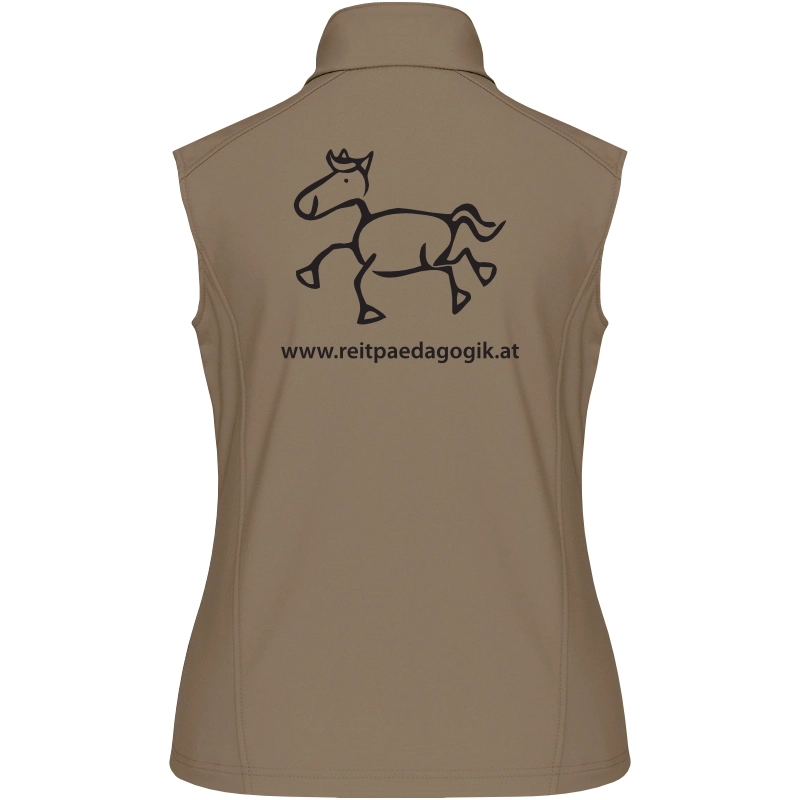 Reitpaedagogik produkt damen softshellgilet camel back K404 black print