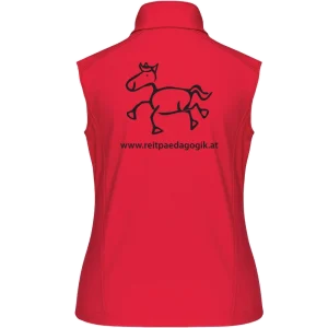 Reitpaedagogik produkt damen softshellgilet red back K404 black print