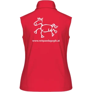Reitpaedagogik produkt damen softshellgilet red back K404 white print