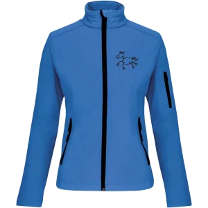 Reitpaedagogik produkt damen softshelljacke aquablue front K400 black print