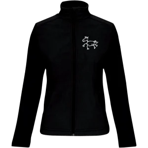 Reitpaedagogik produkt damen softshelljacke black front K400 white print