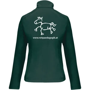 Reitpaedagogik produkt damen softshelljacke bottlegreen back K400 white print