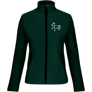 Reitpaedagogik produkt damen softshelljacke bottlegreen front K400 white print