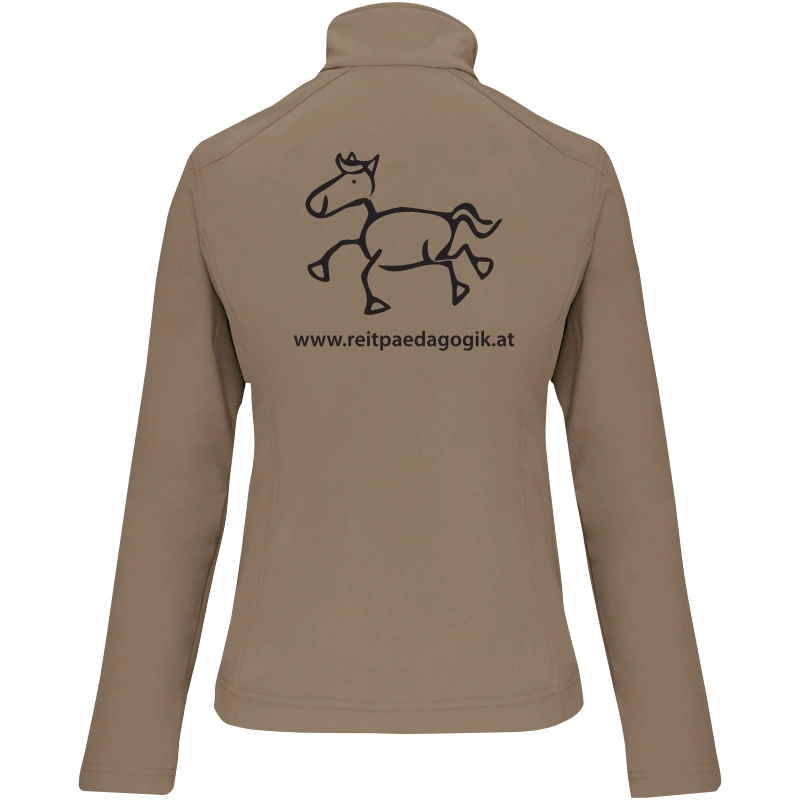 Reitpaedagogik produkt damen softshelljacke camel back K400 black print