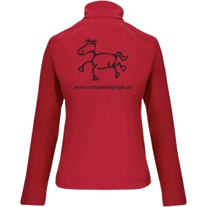 Reitpaedagogik produkt damen softshelljacke red back K400 black print
