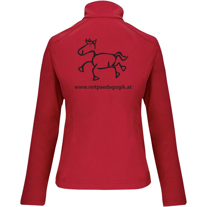 Reitpaedagogik produkt damen softshelljacke red back K400 black print