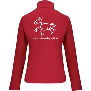 Reitpaedagogik produkt damen softshelljacke red back K400 white print