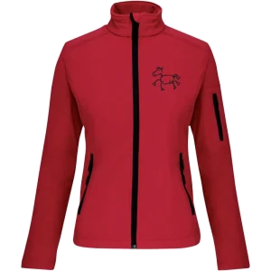 Reitpaedagogik produkt damen softshelljacke red front K400 black print