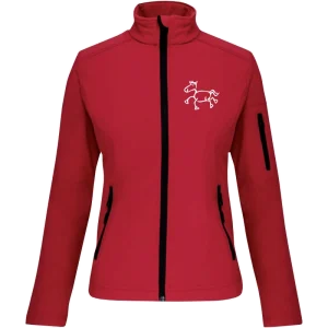 Reitpaedagogik produkt damen softshelljacke red front K400 white print