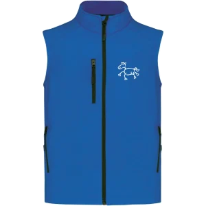 Reitpaedagogik produkt herren softshellgilet aquablue front K403 white print