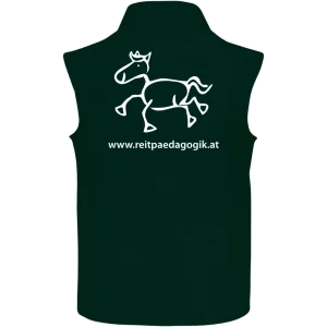 Reitpaedagogik produkt herren softshellgilet bottlegreen back K403 white print