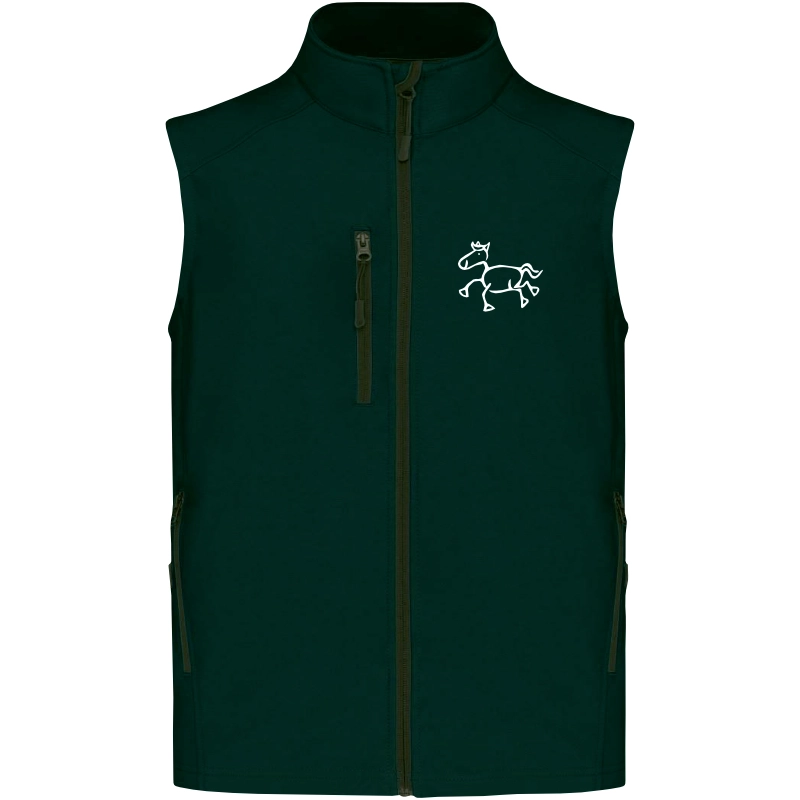 Reitpaedagogik produkt herren softshellgilet bottlegreen front K403 white print