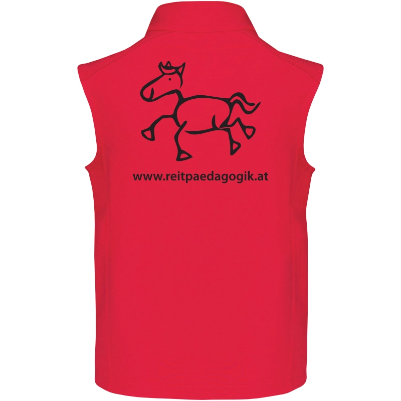 Reitpaedagogik produkt herren softshellgilet red back K403 black print