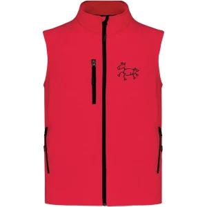 Reitpaedagogik produkt herren softshellgilet red front K403 black print