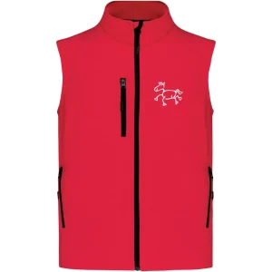 Reitpaedagogik produkt herren softshellgilet red front K403 white print