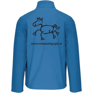 Reitpaedagogik produkt herren softshelljacke aquablue back K401 black print