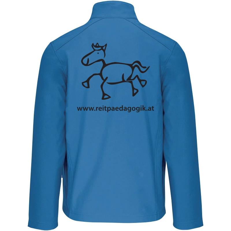 Reitpaedagogik produkt herren softshelljacke aquablue back K401 black print