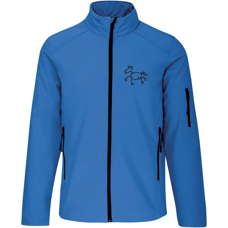 Reitpaedagogik produkt herren softshelljacke aquablue front K401 black print
