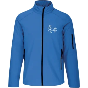 Reitpaedagogik produkt herren softshelljacke aquablue front K401 white print