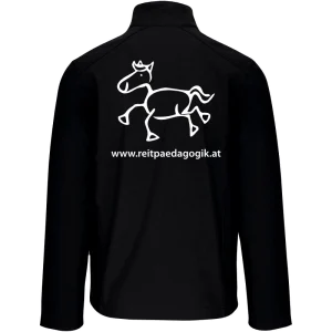Reitpaedagogik produkt herren softshelljacke black back K401 white print