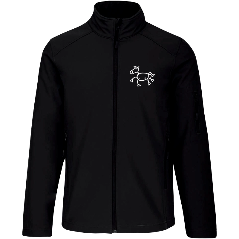 Reitpaedagogik produkt herren softshelljacke black front K401 white print