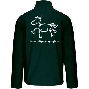Reitpaedagogik produkt herren softshelljacke bottlegreen back K401 white print