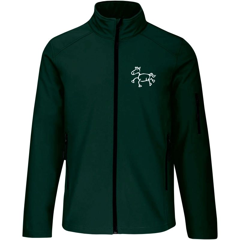 Reitpaedagogik produkt herren softshelljacke bottlegreen front K401 white print