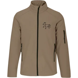 Reitpaedagogik produkt herren softshelljacke camel front K401 black print