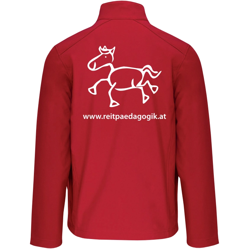 Reitpaedagogik produkt herren softshelljacke red back K401 white print