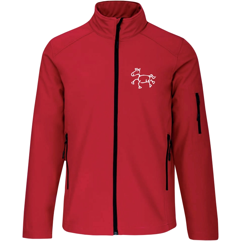 Reitpaedagogik produkt herren softshelljacke red front K401 white print