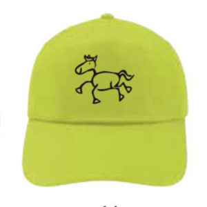 apfelgrünes Baseball-Kappe mit mittig aufgedrucktem illustrierten, schwarzen Pferd